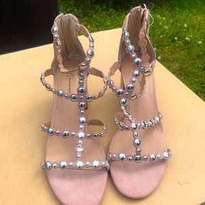 INC Caged Blush block heel sandal